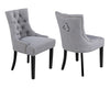 Pair of Scoop Back Verona Dining Chairs in Grey Linen with Chrome Knocker and Black Legs