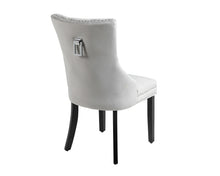 Load image into Gallery viewer, Ashford Dining Chair in Light Grey Velvet with Square Knocker And Black Legs
