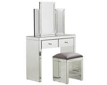 Load image into Gallery viewer, Monroe Silver Mirrored Console Table Set with Stool and Tri-fold Mirror
