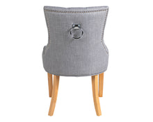 Load image into Gallery viewer, Pair of Verona Dining Chair in Grey Linen with Chrome Knocker and Oak Legs
