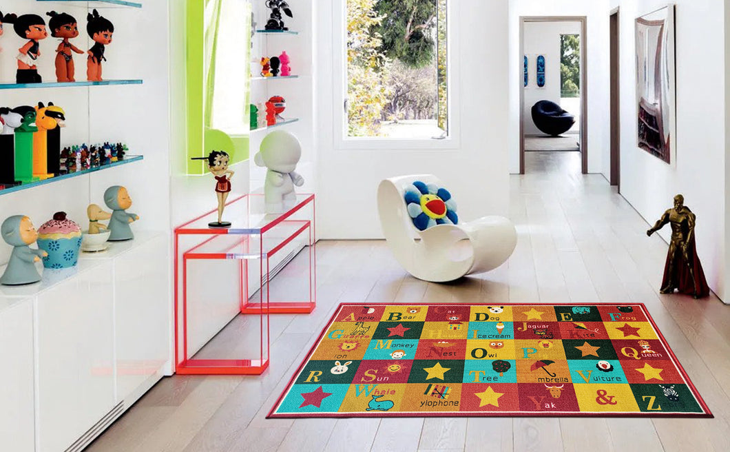 Multi-coloured Alphabet Rugs for Kids room or Nursery - Bright Colours & Anti-slip Rug