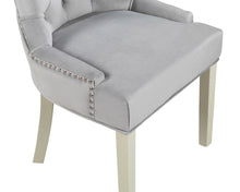 Load image into Gallery viewer, Verona Dining Chair in Light Grey Velvet with Chrome Knocker and Grey Legs

