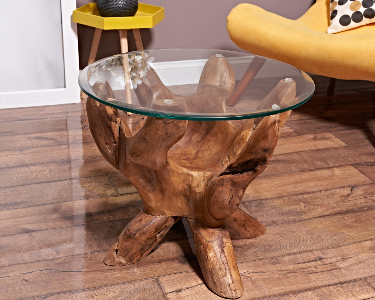 Teak root round coffee table 60cm