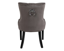Load image into Gallery viewer, Pair of Scoop Back Verona Dining Chairs Grey Velvet with Black Legs and Chrome Knocker
