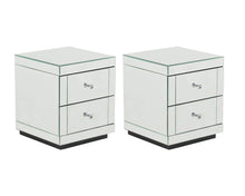 Load image into Gallery viewer, Monroe Silver Mirrored Bedside Chest with 2 Drawers Set
