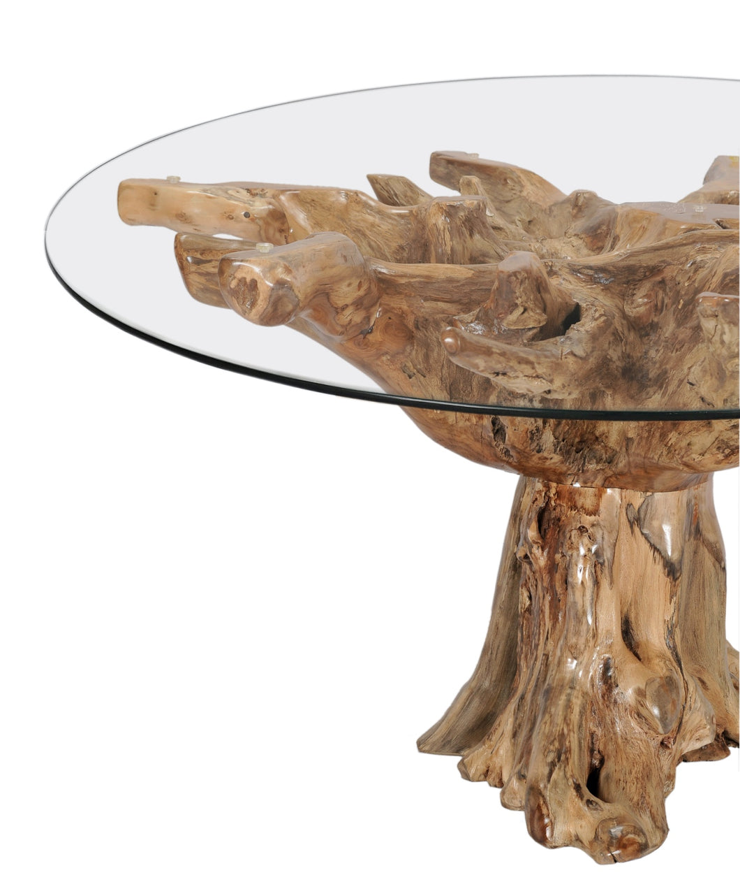Teak root round dining table