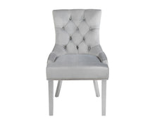 Load image into Gallery viewer, Verona Dining Chair in Light Grey Velvet with Chrome Knocker and Chrome Legs
