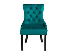 Load image into Gallery viewer, Verona Dining Chair in Teal Velvet with Chrome Knocker and Black Legs
