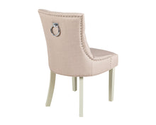 Load image into Gallery viewer, Verona Dining Chair in Cream Linen with Chrome Knocker and Grey Legs
