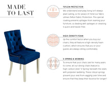Load image into Gallery viewer, Verona Dining Chair in Royal Blue Velvet with Chrome Knocker and Grey Legs
