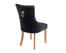 Load image into Gallery viewer, Ashford Dining Chair in Black Velvet with Square Knocker And Oak Legs

