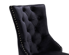 Load image into Gallery viewer, Ashford Dining Chair in Black Velvet with Square Knocker And Black Legs
