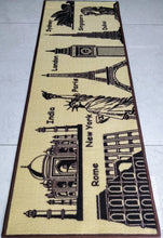 Load image into Gallery viewer, World theme beautiful beige rug / runner - Anti-slip with latex backing
