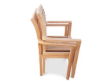 Load image into Gallery viewer, TEAK STACKING GARDEN PATIO CHAIR CHELSEA HANDMADE WOOD x 2
