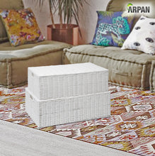 Load image into Gallery viewer, ARPAN Resin Woven Under Bed Storage Box, Chest Shelf Toy Clothes Basket With Lid - White
