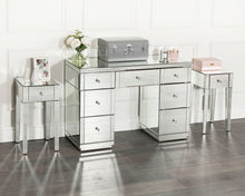 Load image into Gallery viewer, Monroe Silver Mirrored Dressing Table Set with 2 x 1 Drawer Bedside Tables
