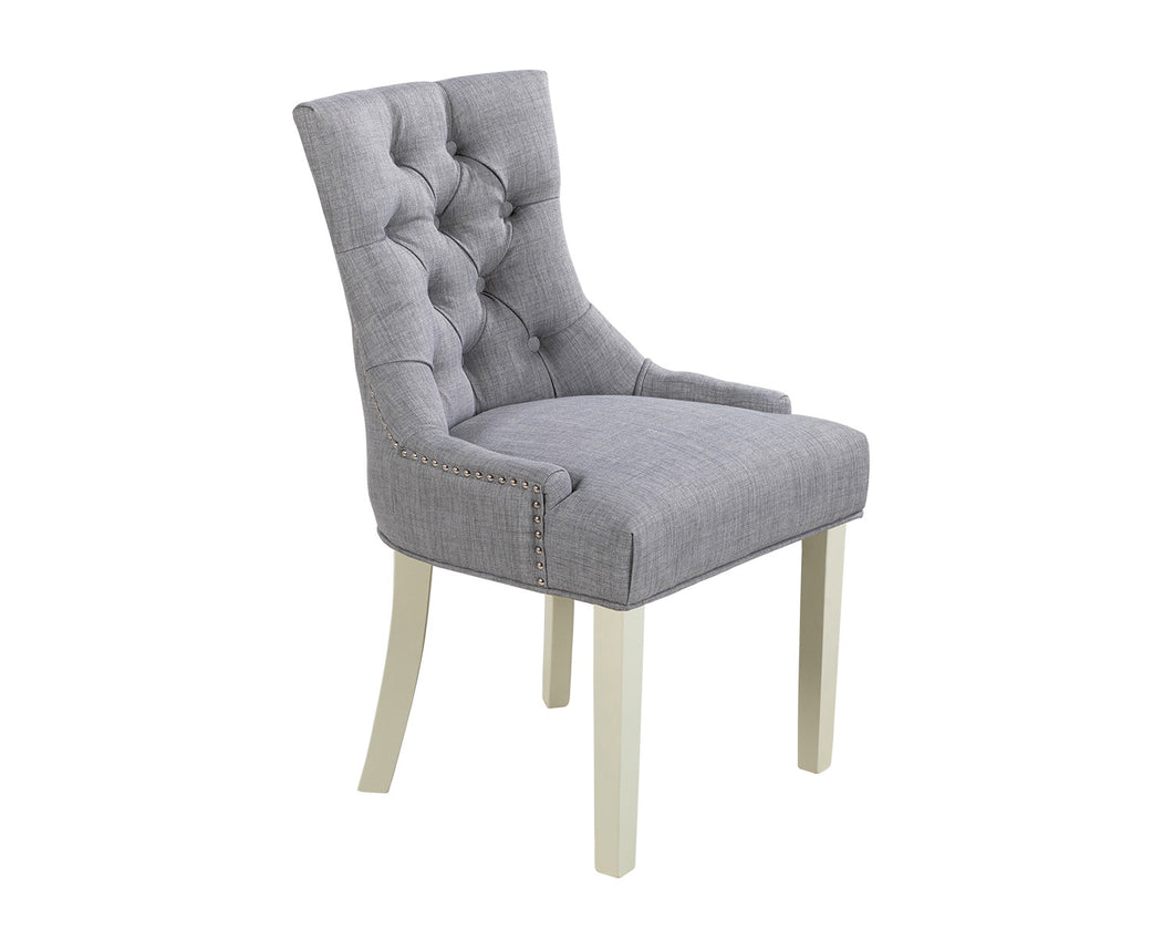 Verona Dining Chair in Grey with Chrome Knocker and Grey Legs