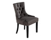 Verona Dining Chair in Grey Velvet with Chrome Knocker and Black Legs
