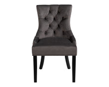 Load image into Gallery viewer, Verona Dining Chair in Grey Velvet with Chrome Knocker and Black Legs
