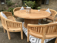 Load image into Gallery viewer, Teak Garden furniture round table 4 benches 12 seater set
