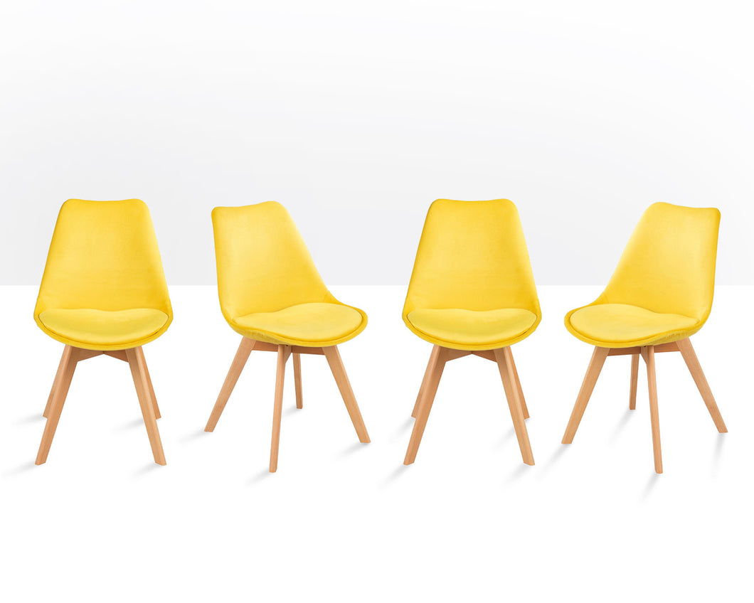 4 x Lipsey Tulip Style Chair in Mustard Yellow Velvet