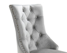 Load image into Gallery viewer, Ashford Dining Chair in Light Grey Velvet with Square Knocker And Black Legs

