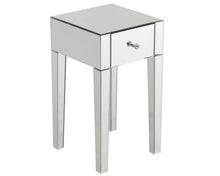 Load image into Gallery viewer, Monroe Silver Mirrored Console Table Set with 2 x 1 Drawer Bedside Tables, Stool and Tri-fold Mirror
