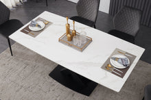 Load image into Gallery viewer, extending dining table white ceramic inc 6 velvet chairs
