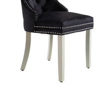 Load image into Gallery viewer, Ashford Dining Chair in Black Velvet with Square Knocker And Grey Legs
