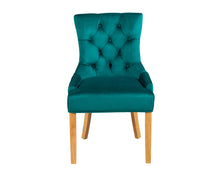 Load image into Gallery viewer, Verona Dining Chair in Teal Velvet with Chrome Knocker and Oak Legs
