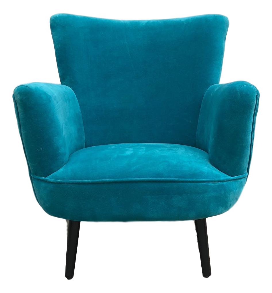 Alma Velvet Armchair and Matching Footstool