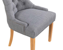 Load image into Gallery viewer, Pair of Verona Dining Chair in Grey Linen with Chrome Knocker and Oak Legs
