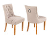 Pair of Scoop Back Verona Dining Chairs in Cream Linen with Chrome Knocker & Oak Legs