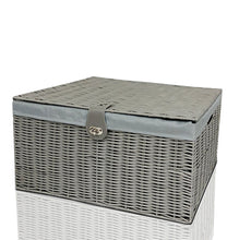 Load image into Gallery viewer, Clarisworld Resin Woven Hamper Basket Storage Chest Trunk Hamper/Kids Toy with Lid, Lock and Removable Lining, Grey W49 x D35 x H22cm
