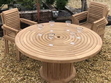 Load image into Gallery viewer, Teak Round table 150cm with 6 teak stacking chairs
