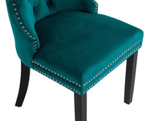 Load image into Gallery viewer, Ashford Dining Chair in Teal Velvet with Square Knocker And Black Legs

